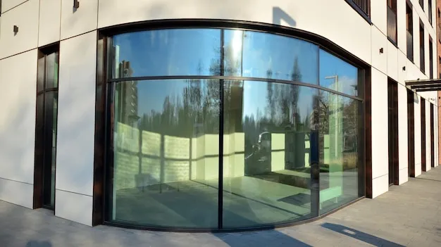 Ukázka prosklené stěny v architektuře.